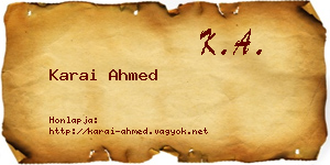 Karai Ahmed névjegykártya